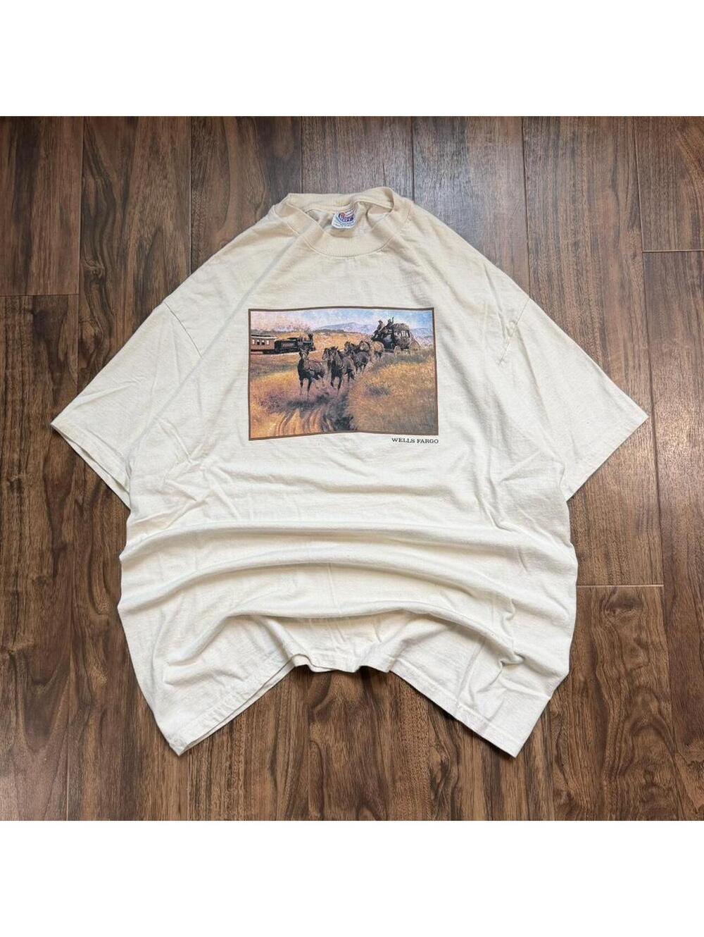 Vintage 90s Wells Fargo Bank Stagecoach Promo T Shirt Size XL - Picture 1 of 7